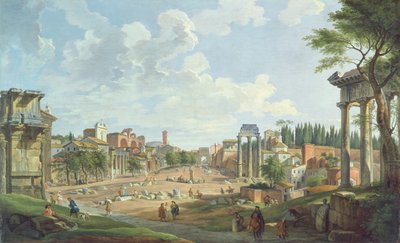 Uitzicht op het Romeinse Forum, 1747 door Giovanni Paolo Pannini